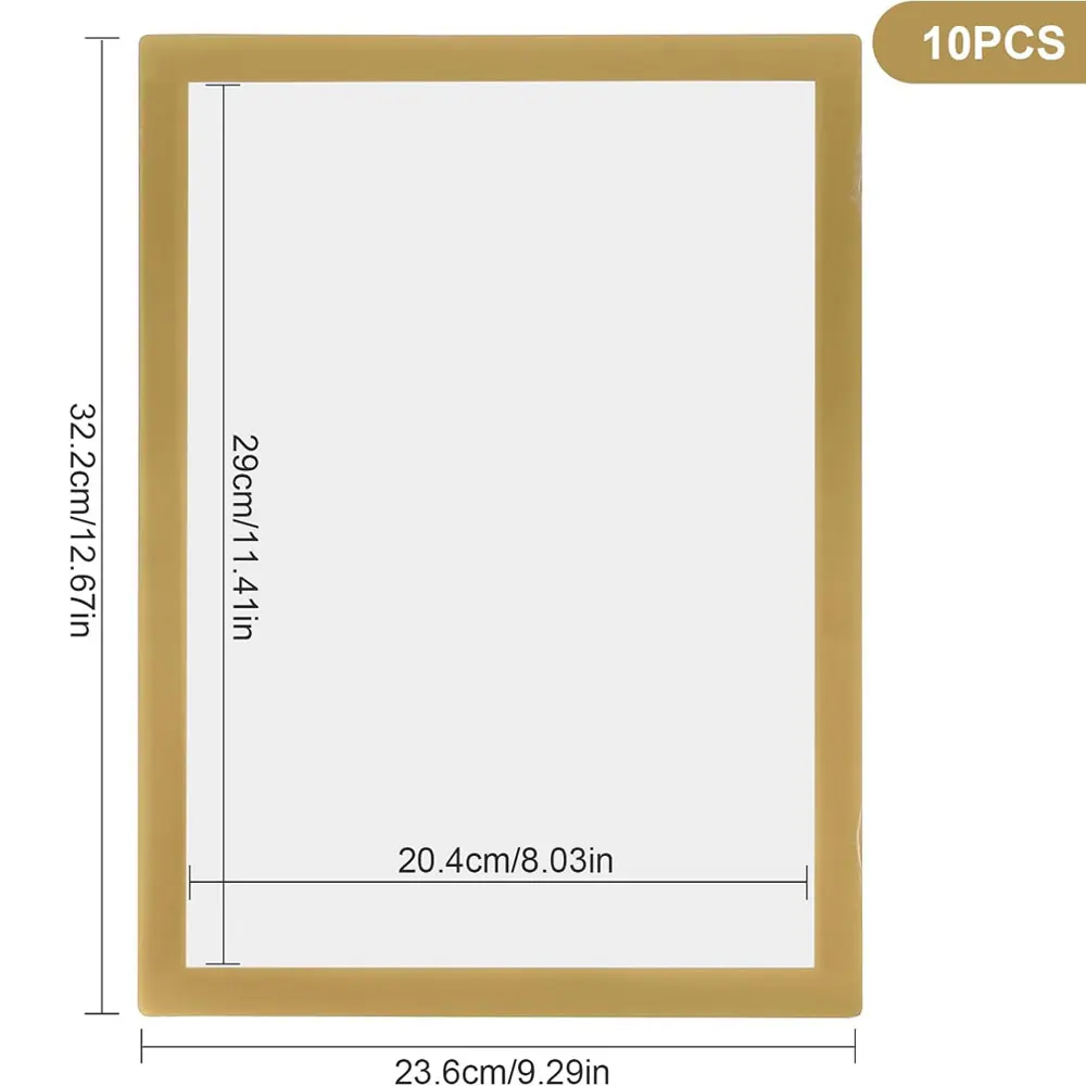 10pcs Gold Magnetic Diamond Picture Frame, A4 Self-Adhesive Poster Frame, Suitable for Wall Decoration and Announcement Display.