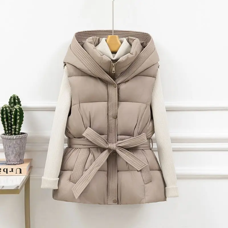 

2025 New Vest Women Jacket Puffer Parkas Windproof Lightweight Hooded Warm Waistcoat Female White Duck Down Down Coat Sleeveles