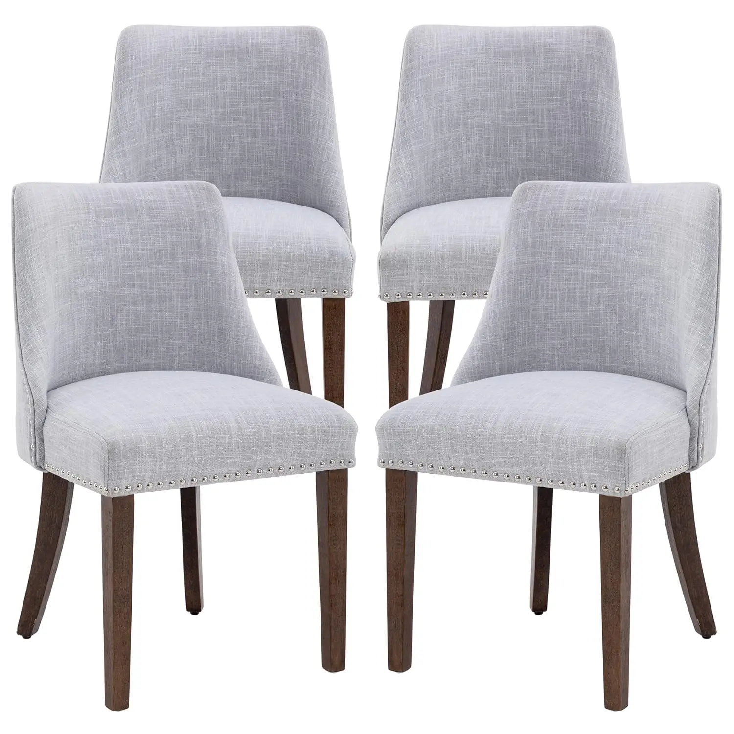 

Комплект из 4 обеденных стульев в стиле середины века для гостиной, с деревянными ножками, удобные, с обивкой из льняной ткани, на заказ