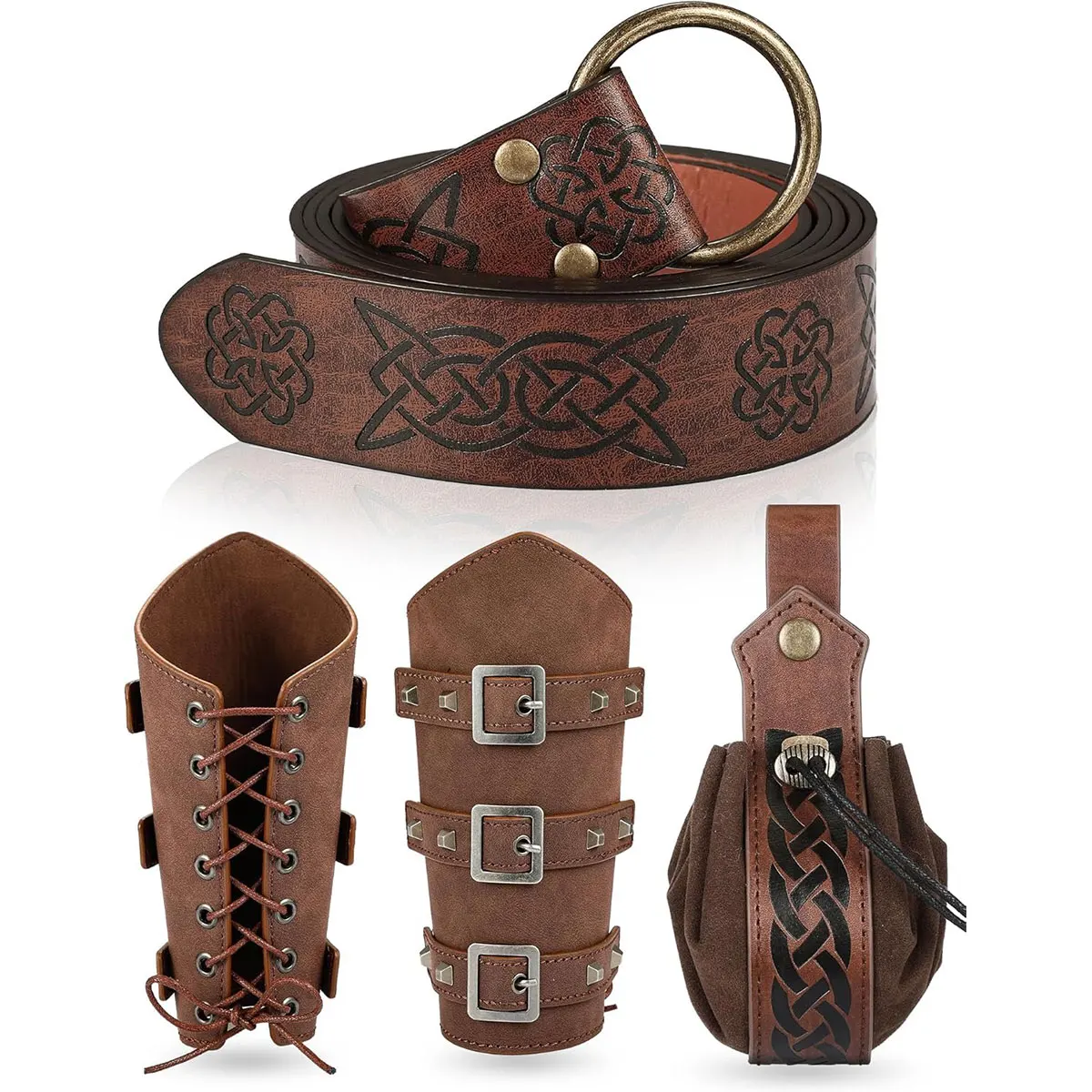 Mittelalterlicher Wikinger-Gürtel Kunstleder-Armschutz Renaissance-Accessoire Wikinger-Leder-Handgelenkschutz Mittelalterliche Tasche Vatertags-Geschenk
