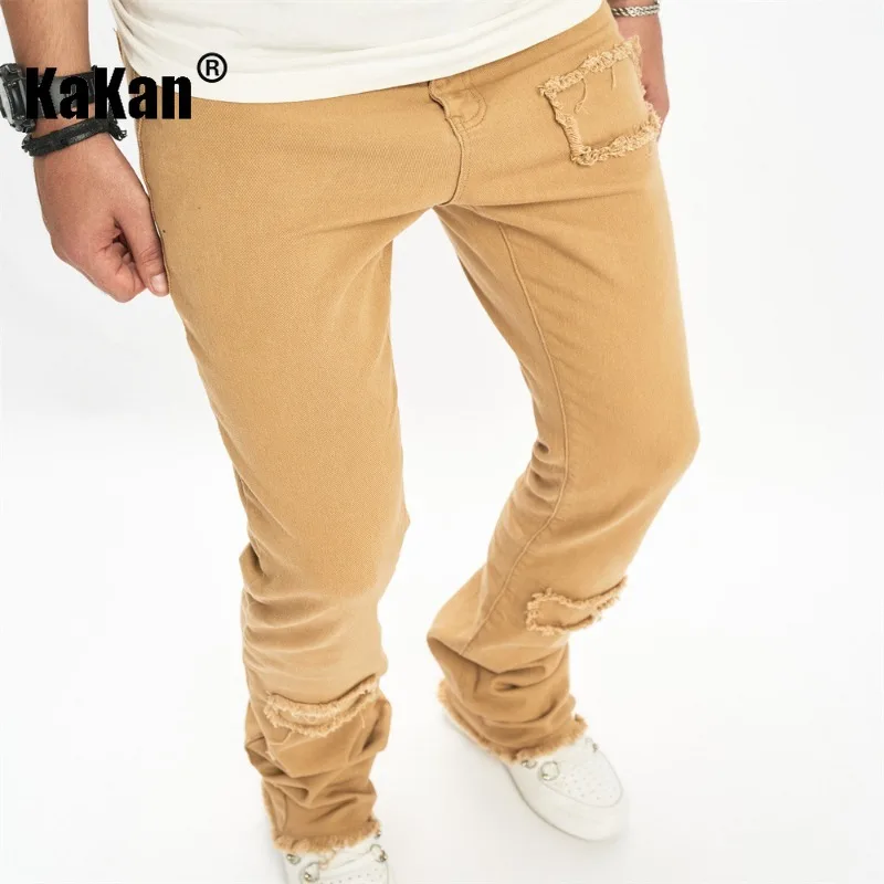 Kakan - European and American High Street New Distressed Jeans, Patch Trendy Jeans, Vintage Jeans K9-2412