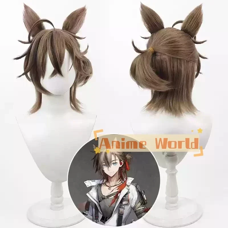

Arknights Stainless Cosplay Wig Short Brown Mixed Heat Resistant Synthetic Hair Halloween Party Role Play Carnival + Wig Cap