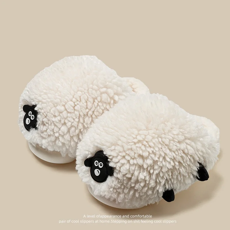 

Adorable sheep slippers women's winter plush shoes indoor fluffy lamb slides woman warm furry slippers kawaii room fuzzy shoes