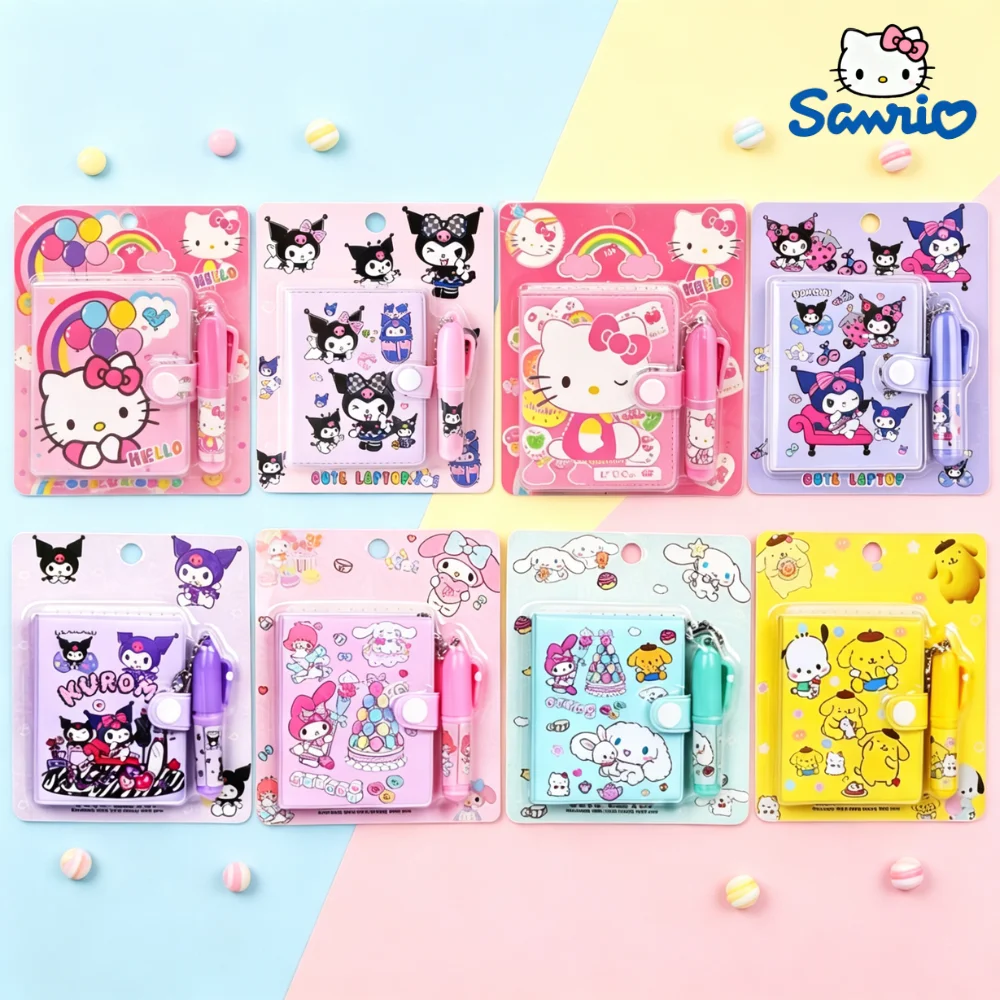 HOT 8PCS Classics Sanrio Cartoon Pocket Book Kuromi Melody Cute Mini Notebook Stationery Set Christmas Birthday NEWYEAR Gifts