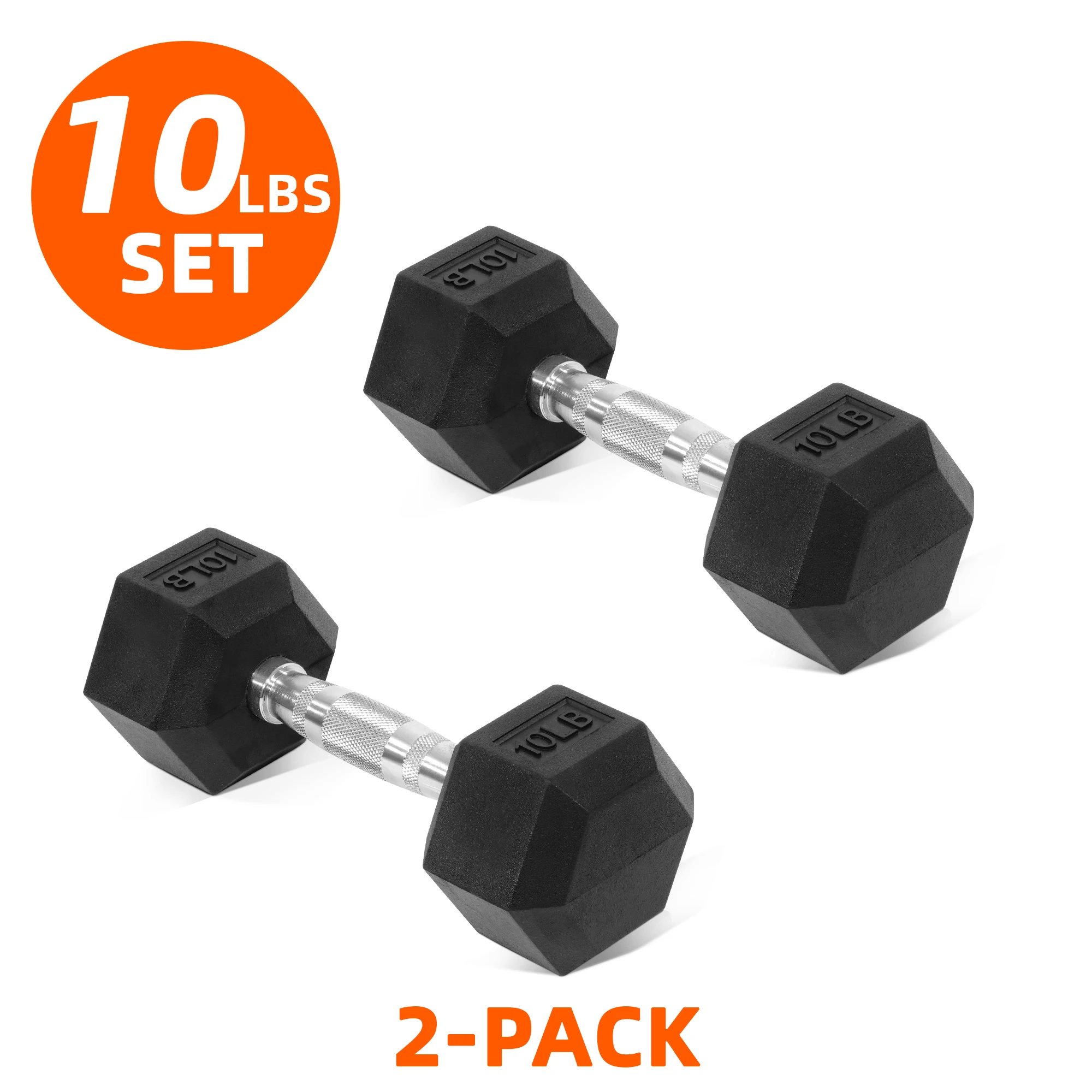 Home Gym Tunturi - Rubber Coated Hex Dumbbell 10 to