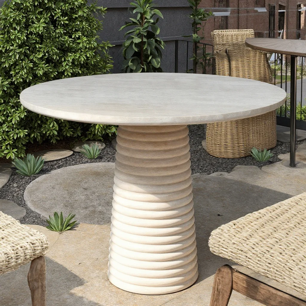 Modern Simplicity Living Room Dining Table Limestone Travertine Marble for Restaurant or Workshop Use