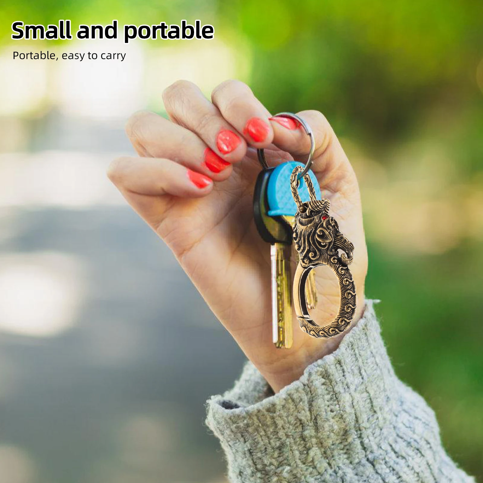 

Brass Dragon Faucet Keychain Small Metal Decorative Copper Key Pendant Retro Style Waist Padlock Keychain Decor for Women Men