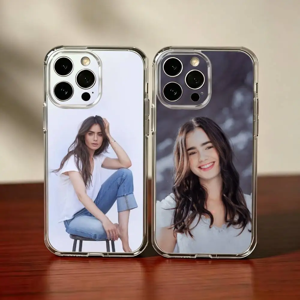 Capa de Celular Lily-Y Collins Clássica Transparente de Silicone Macio para iPhone 17 16 15 14 13 12 11 Mini Pro Max Plus