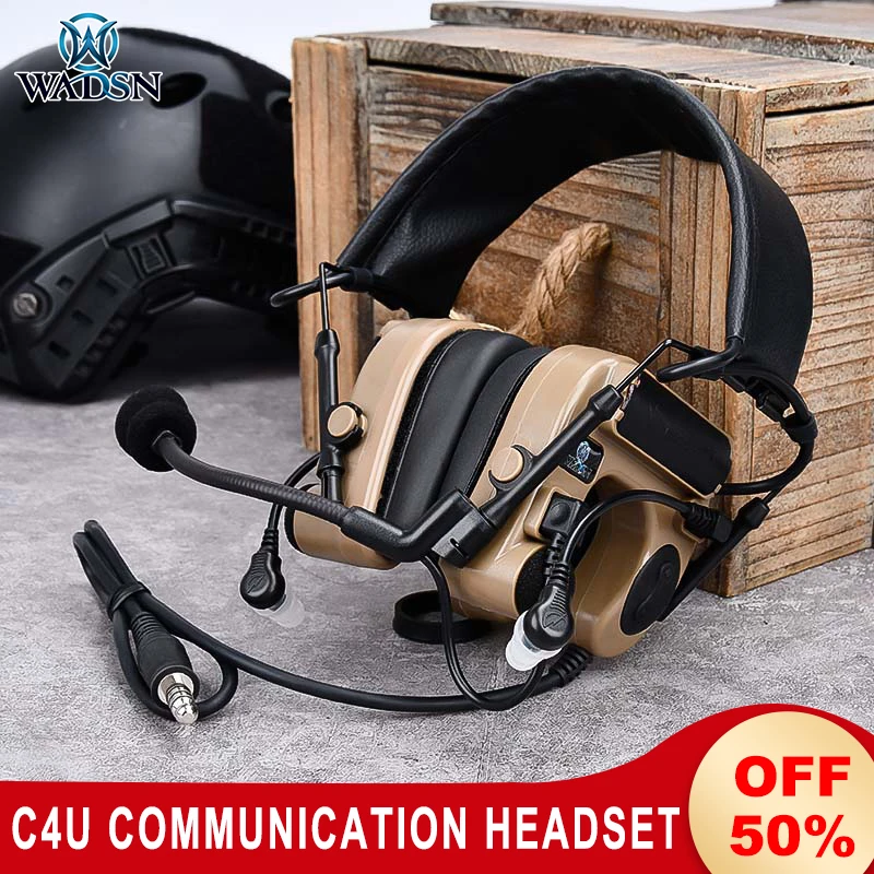 WADSN Pickup Noise Reduction Headset C4U Headworn Communication Headset Outdoor Sports 7.0 Interface Shooting Earmuff