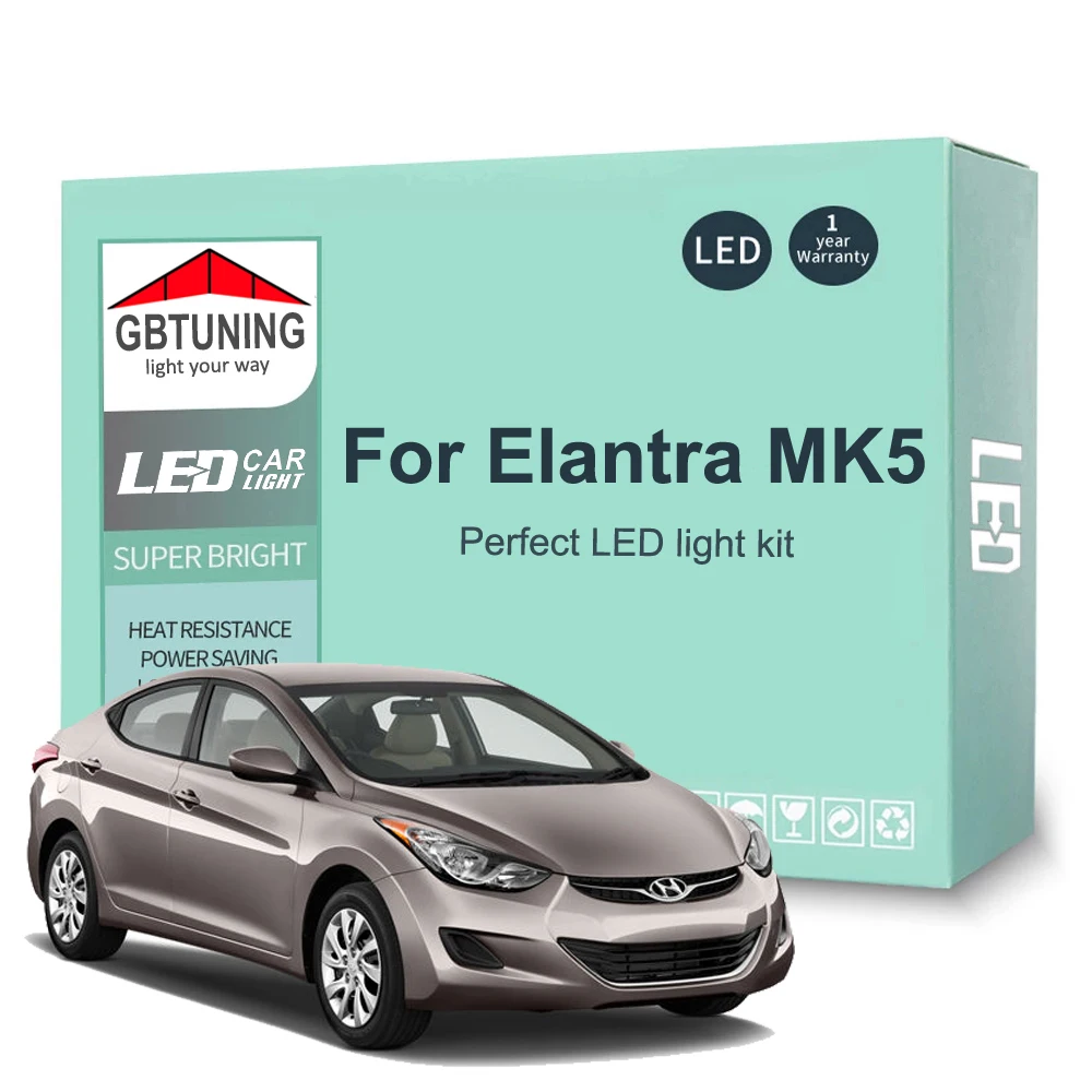 10 szt. zestaw żarówek LED do wnętrza Hyundai Elantra MK5 V 5 2011 2012 2013 2014 2015 Canbus Dome Trunk Lamp Akcesoria samochodowe