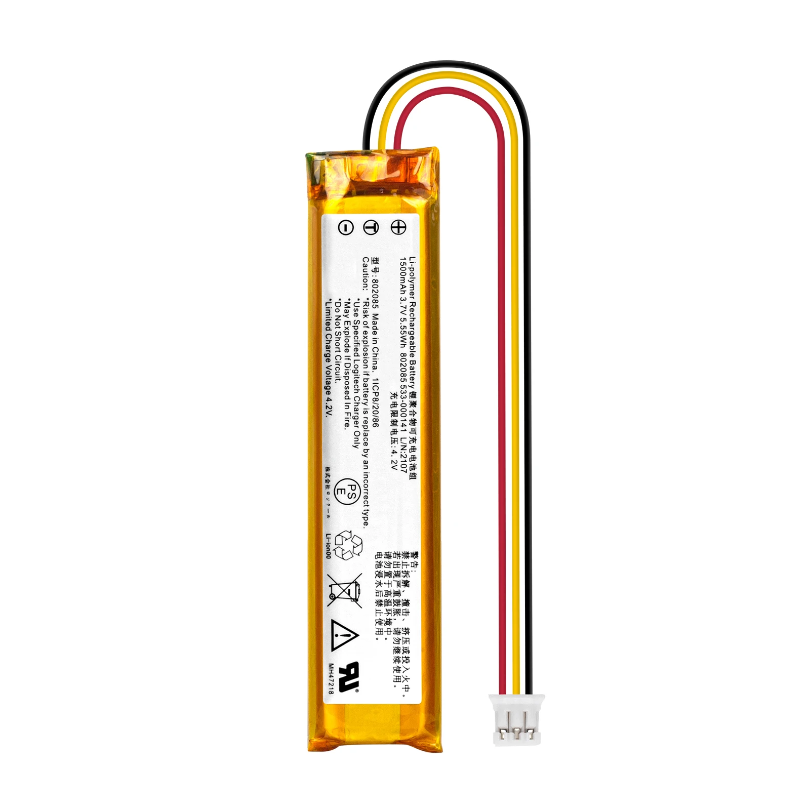 Para teclado Logitech K800 MX teclas YR0073 533-000221 802085P 802085 533-000177 533-000141 batería 1500mah 3,7 v