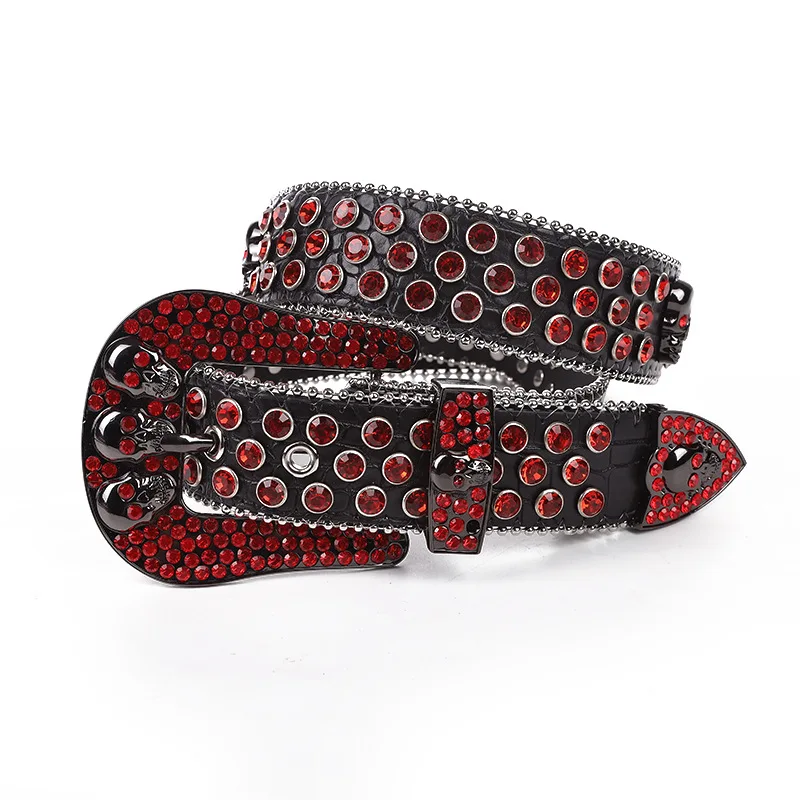 

Western Snake Pattern PU Leather Strap Rhinestone Skull Pin Buckle Women Belt Punk Jean Causal Pants Belt for Ladies