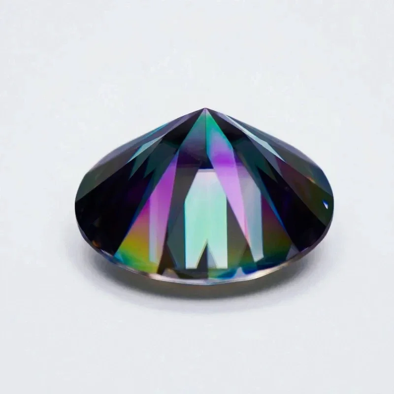 

Moissanite Stone Round Cut Rainbow Green Loose Gemstone For Jewelry Making With GRA Certificate Pass Diamond Tester