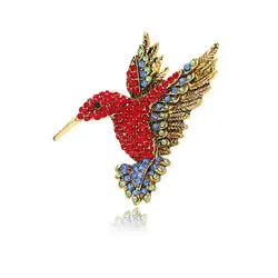 Retro Colorful Rhinestone Hummingbird Brooches For Women Men Vintage Bird Animal Brooch Pins Clothing Accessories Jewelry Gifts