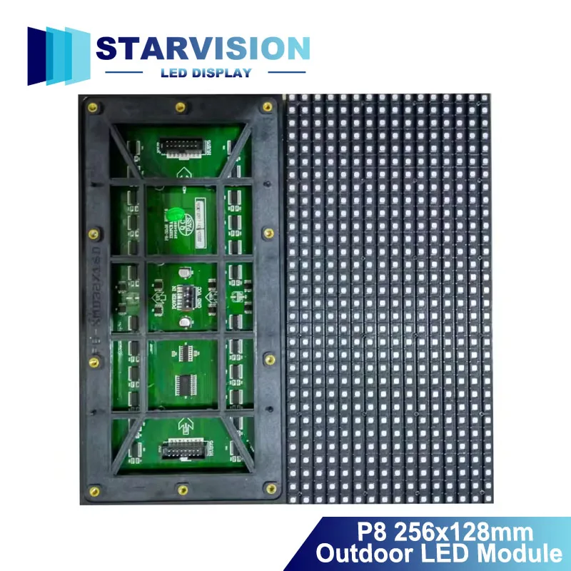 P8 Outdoor LED Display Module 256*128mm High Refresh Rate Waterproof LED Matrix Panel for Street Mall Stadium Commercial Screen