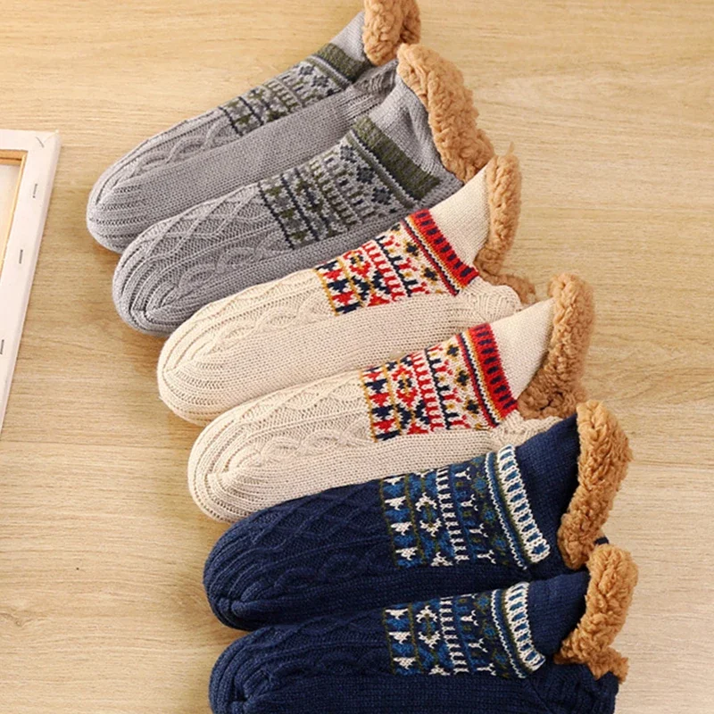 

1 Pair Warm Winter Non-slip Floor Socks Women Men Snow Socks Sleep Carpet Socks Slippers Comfortable Soft Non-slip Yoga Socks