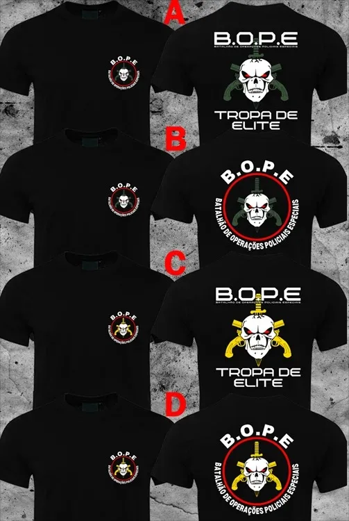 High Quality Cotton BOPE Tropa De Elite Brazil Special Elite Forces Women T-Shirt Short Sleeve Casual Cotton O-Neck Men T Shirts