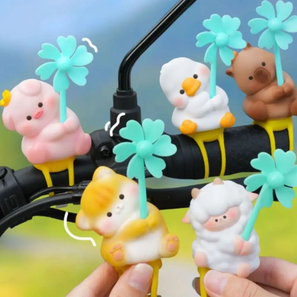 Cartoon Wind Broken Rubber Bicycle Capibara Motorcycle Decoration Animal Doll Windmill Decoration Cute Little Pink Pig