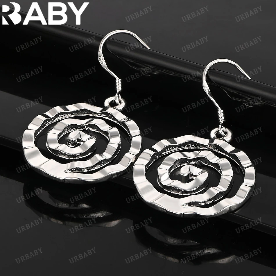 

URBABY 925 Sterling Silver Earrings Hollow Circular Vortex Drop Earrings For Women Jewelry Fashion Party and Daily Wear