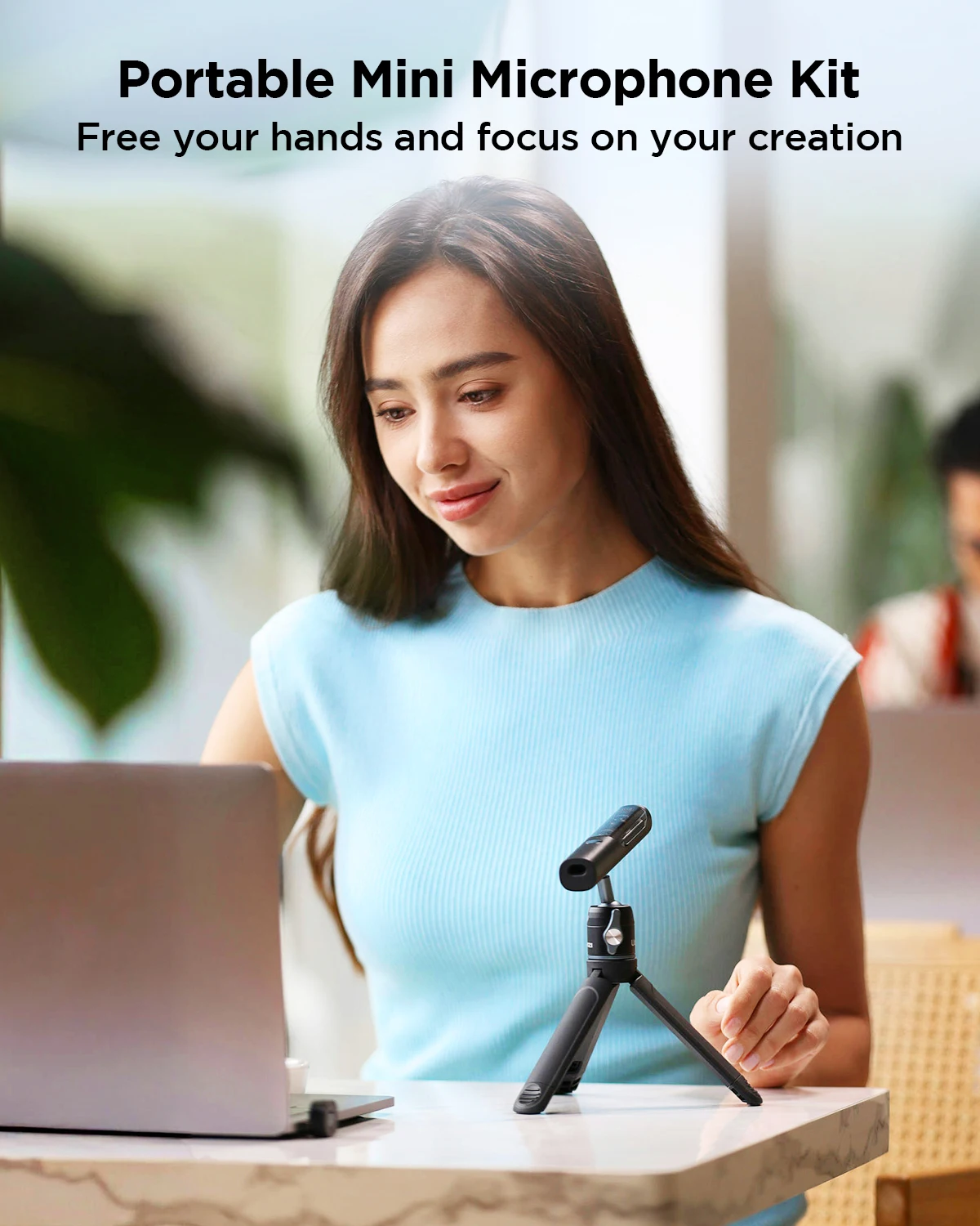 BOYA Magic Tripod Stand for Desktop Microphone with Non-slip Rubber Feet Foldable Desk Mic Stand for Gaming Podcasting Meeting