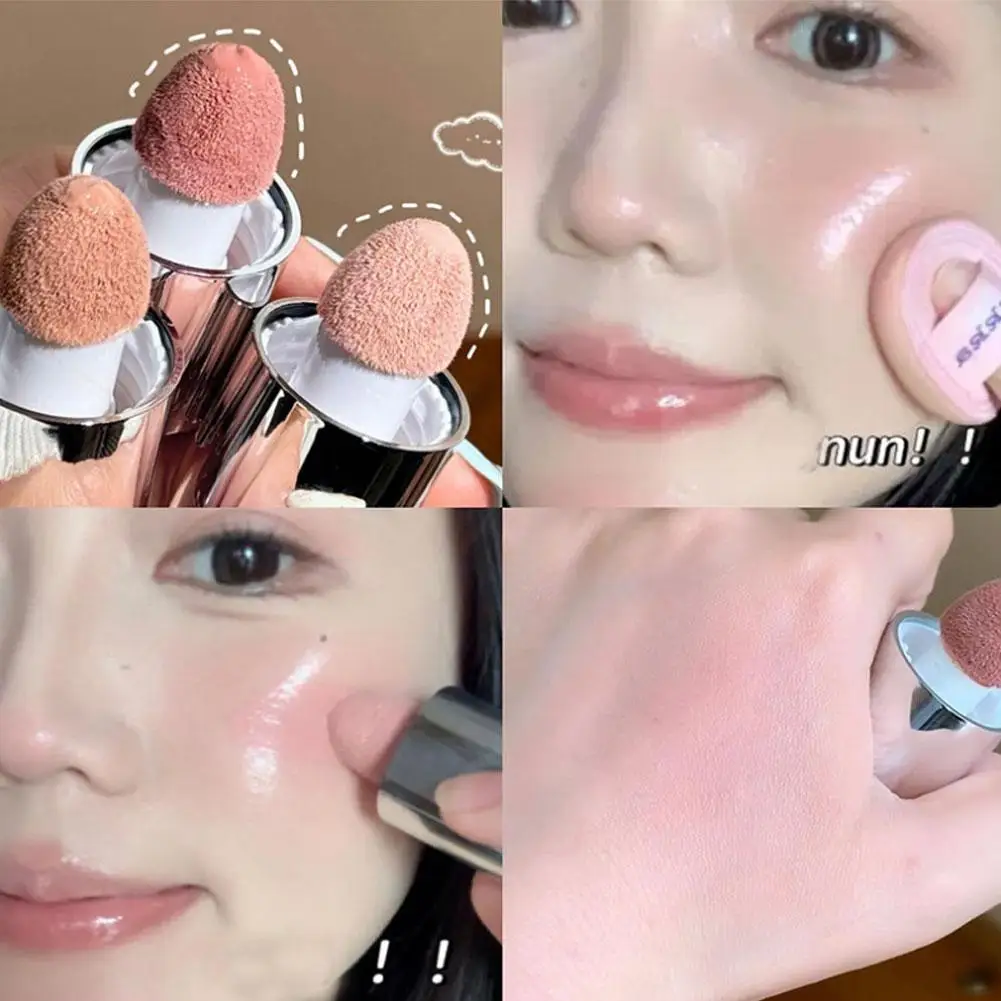 ฟองน้ําให้ความชุ่มชื้นหัว Blusher Liquid Blush Stick Natural Lip Contour Cheek แต่งหน้า Matte นมสีชมพู Brighten Rouge Highlighter