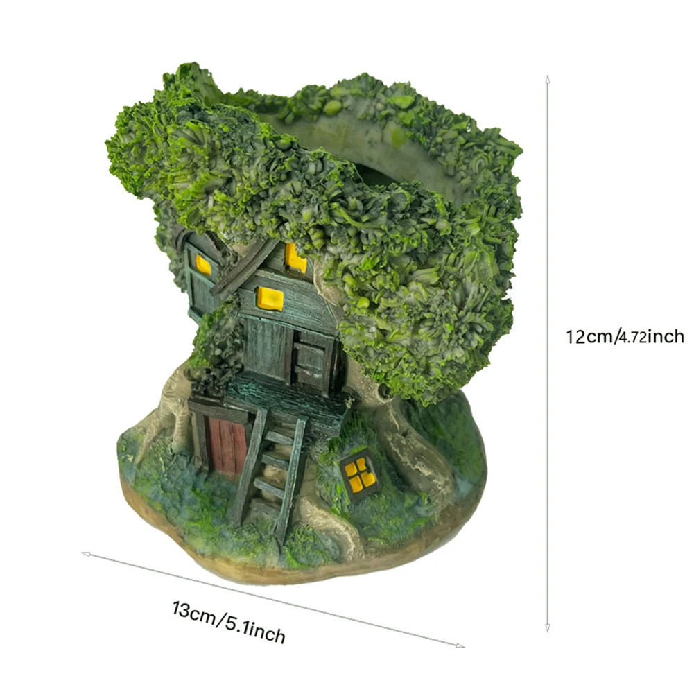 Tree House Flower Pot Succulent Pot Decorative Forest House Planter Pot Multi-Function Desktop Plant Pot for Micro Landscape