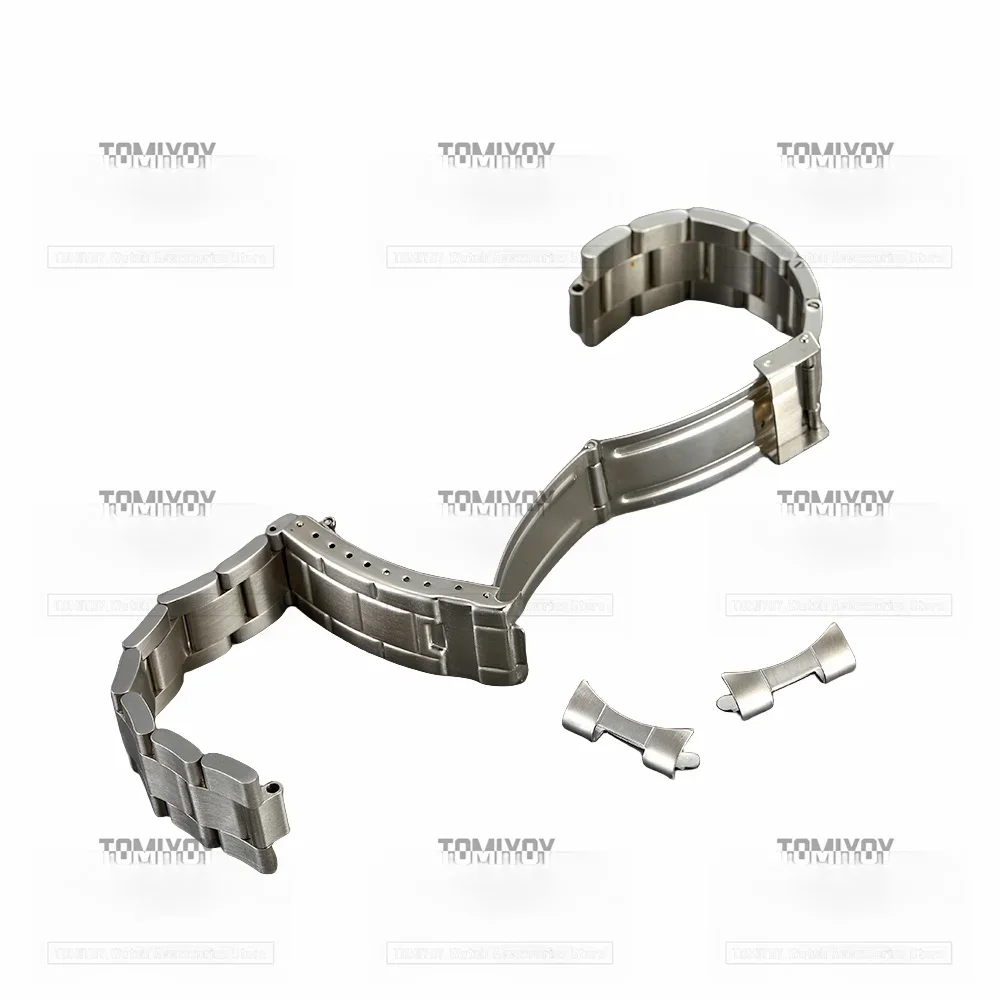 20MM 316L Stainlee Steel Vintage Grid Buckle Curved End Oyster Watch Band Strap Fit for RLX 116719 16570 16610 93150