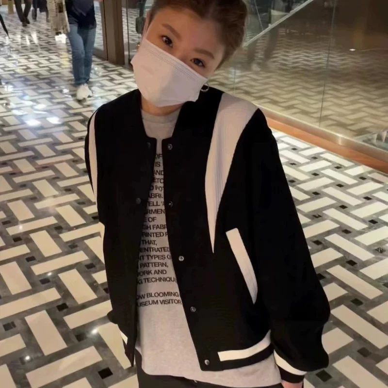 

Женская осенняя куртка-бомбер Matin Km с асимметричным цветовым дизайном, модная, из смесового полиэстера