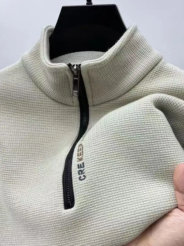 

Мужская модная толстовка с высоким воротником и молнией, осенне-зимняя одежда, приталенный крой, городской стиль, длинный рукав