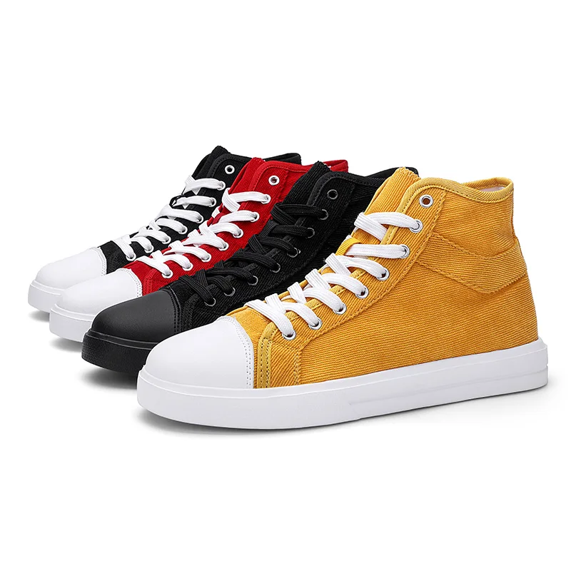 Fashion Men's Summer Autumn Spring Hightop Canvas Skateboard Boy Students Walking Casual Boots High-top Sneakers Vulcanized Shoe