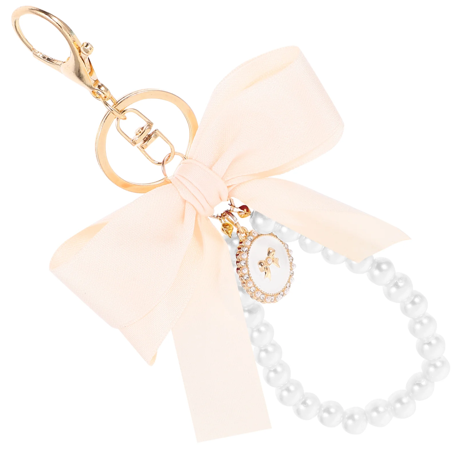 Pearl Chain Bow Keychain Cute for Keys Ring Bowknot Keychains Women's Purse Hanging Charms