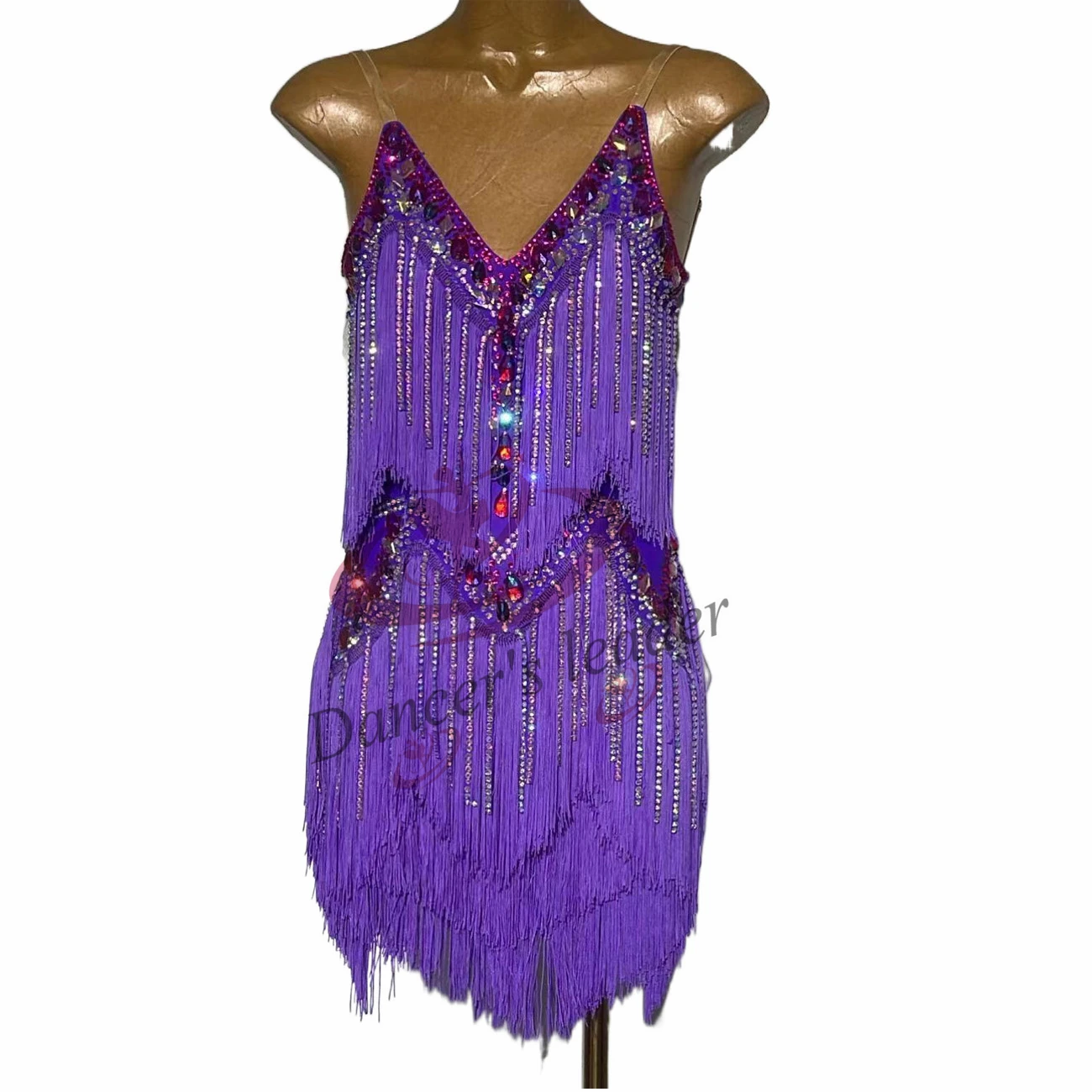 Latin Dance Dress for Women's Practice Clothes Sparkling Stars With Thick Tassels Chacha Tango Adult Children's Dance Clothes