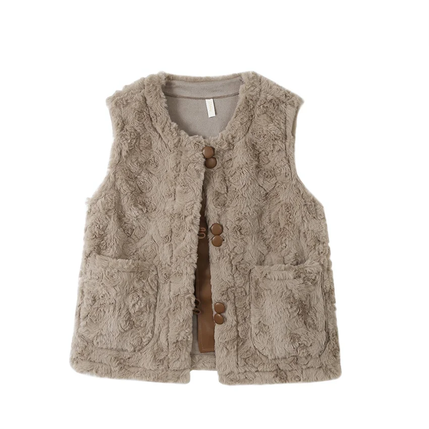 

Осень-зима, женский жилет из искусственного меха ягненка, модные однотонные жилеты, женская куртка без рукавов большого размера, пальто, короткая верхняя одежда 2512