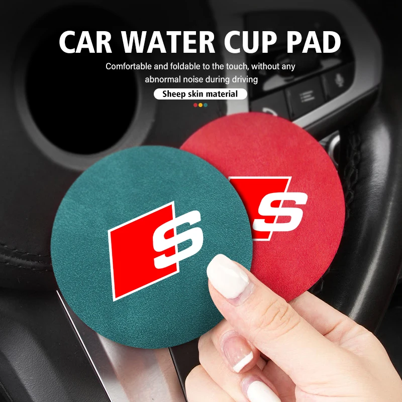 2pcs Car Coaster Water Cup Bottle Holder Mat Anti-Slip Pad For Audi RS S Line Quattro A3 8P TT 8V A4 B8 RS3 RS4 S5 S6 S7