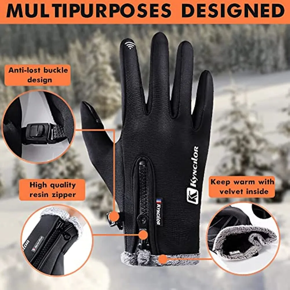 Winter Warm Gloves for Men Women Touch Screen Gloves Waterproof Windproof Non-Slip Driving Running Cycling Skiing Thermal Gloves