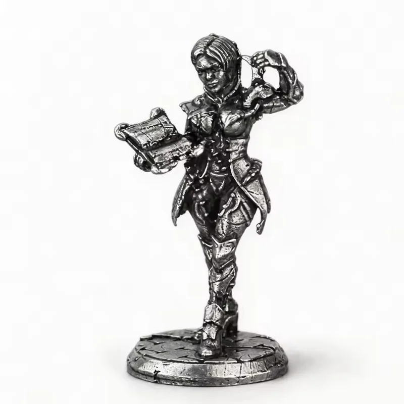 Metal Fantasy Female Warrior Miniature Figurines,Tabletop Game Pieces,Collectible Ornament for Car Home Desk Decoration
