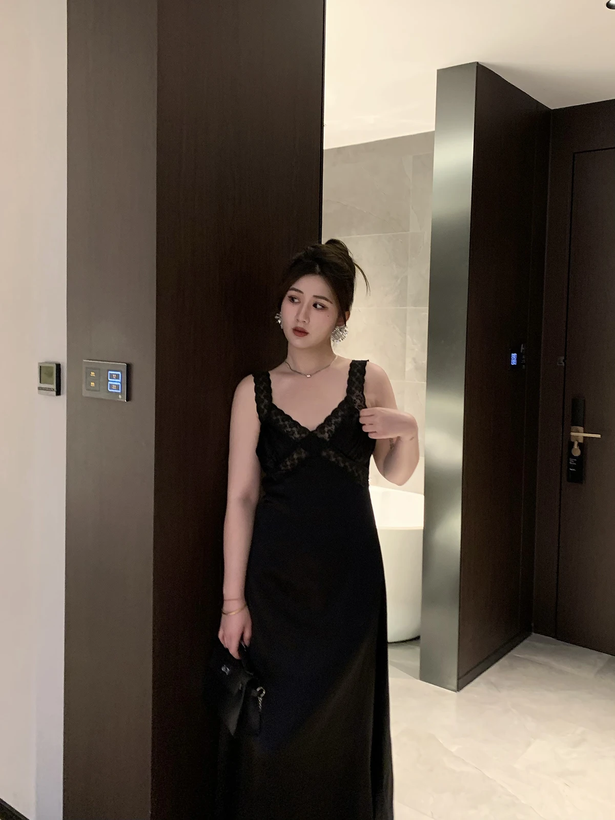 

ChubbyGirl Lace Satin Off-oulder Dr Ele Sensual High-End Feeling Unique Design Women's Dr Summer 2024