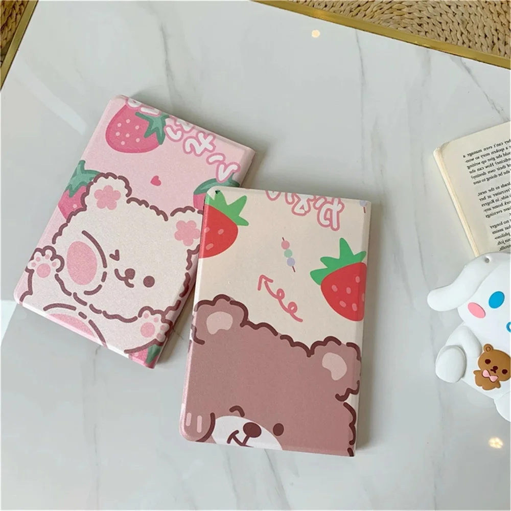 หมีสตรอเบอร์รี่การ์ตูน Ipad สำหรับ Air 4 5 iPad Pro 2020สำหรับ iPad 10.2 9 8 7th 12.9 pro Mini 4 5 6กรณีที่มีผู้ถือปากกา