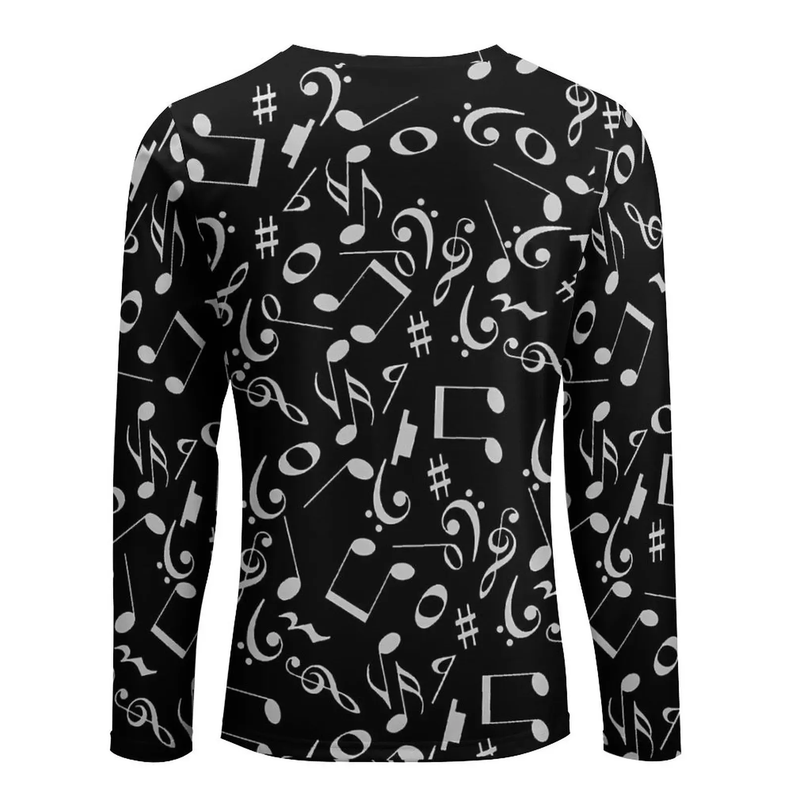 Music Note T Shirt White And Black Fashion T Shirts With Pocket Long Sleeve Graphic Tops Spring Basic Big Size Tees image 3
