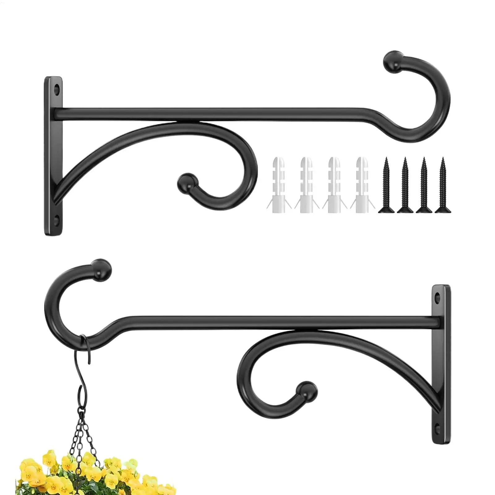 2 Pieces Metal Bracket Plant Hooks for Wall Plant Hooks for Flower Pots Baskets Wind Chimes Bird Feeders Bird Houses Outdoor