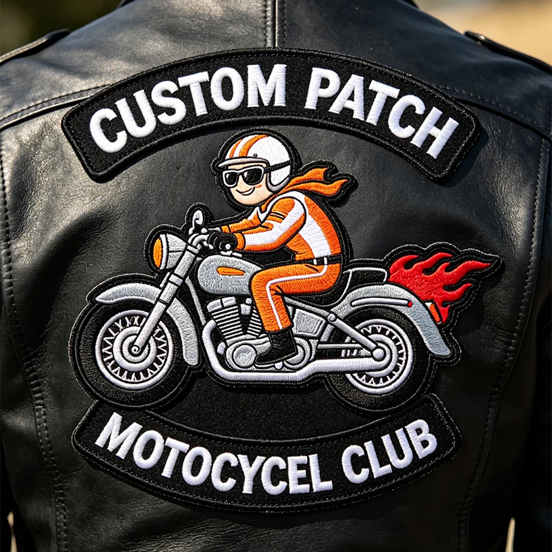 Écussons brodés personnalisés vintage pour moto, motifs moto stylés, thermocollants ou à coudre, badges LOGO personnalisés pour blouson en cuir