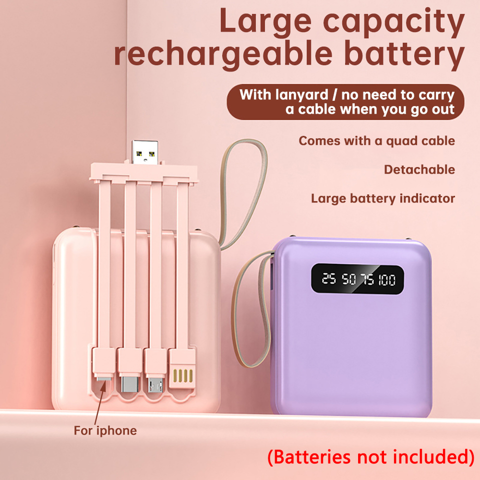  3-cell 18650 battery mobile power DIY kit Self-wiring detachable 4-wire power bank kit with LED light (batteries not included) 