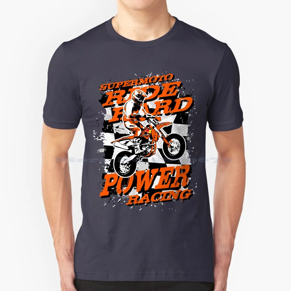 Supermoto Racing T Shirt 100% Cotton Tee Supermoto Motocross Moto Cross Supercross Enduro Motorcyclist Motorcycle Racing Race