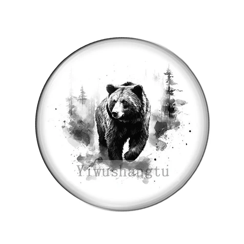 Pure black panda bear bird Wolf Snail Art Paintings 8mm/12mm/20mm/25mm Round photo glass cabochon demo flat back Making findings