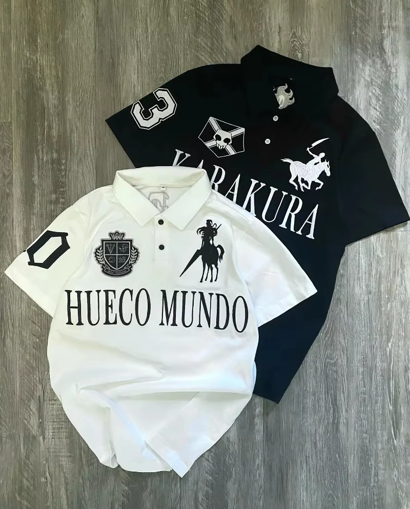 Y2K قميص بولو طباعة روك القوطي المتضخم تي شيرت الهيب هوب زر أسفل طوق قميص فاسق عادية المحملة الحد الأدنى والعصرية