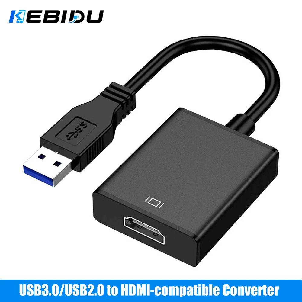 KEBIDU 1080P USB 3.0/2.0 to HDMI-Compatible Converter Multi Display Video Adapter for PC Laptop Projector HD External Video Card