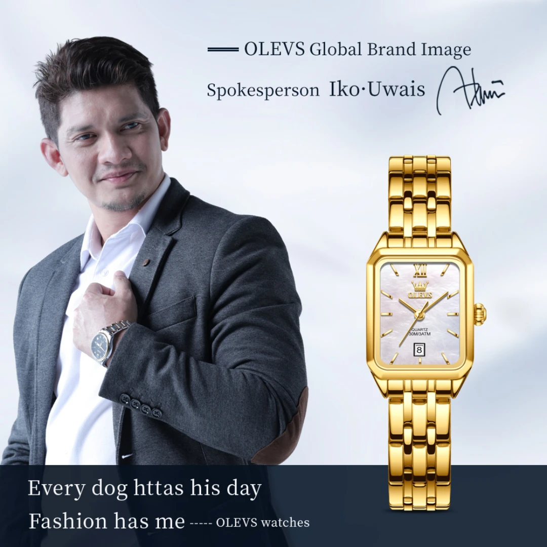 OLEVS 5616 Fashion Quartz Watch Gift Square-dial Stainless Steel Watchband Wristwatch Calendar