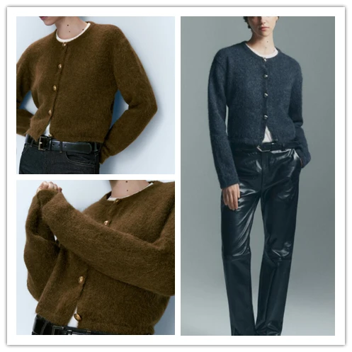 

Весна 2024, новый вязаный свитер из верблюжьей шерсти, пальто на пуговицах, дизайн для поездок на работу, обычная длина све, прямой крой, женский ...