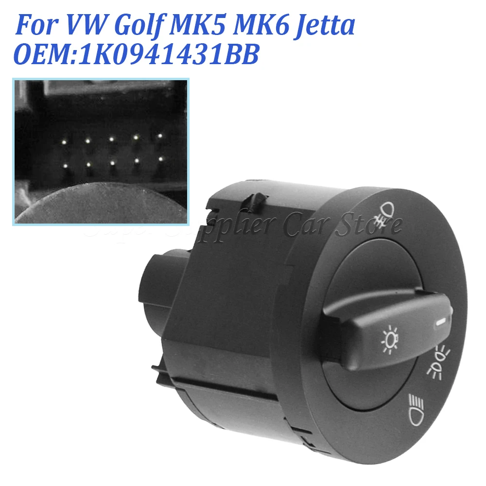 New For Volkswagen VW Golf MK5 MK6 Jetta Tiguan Passat B6 CC Car Headlight Head Fog Lamp Light Control Switch 1K0941431BB