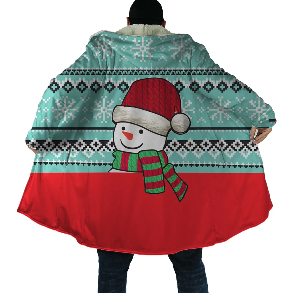 CLOOCL Winter Men Hooded Christmas Graphics 3D Printed Fleece Hooded Coat Santa Claus Women Fashion Thick Warm Cape Coat